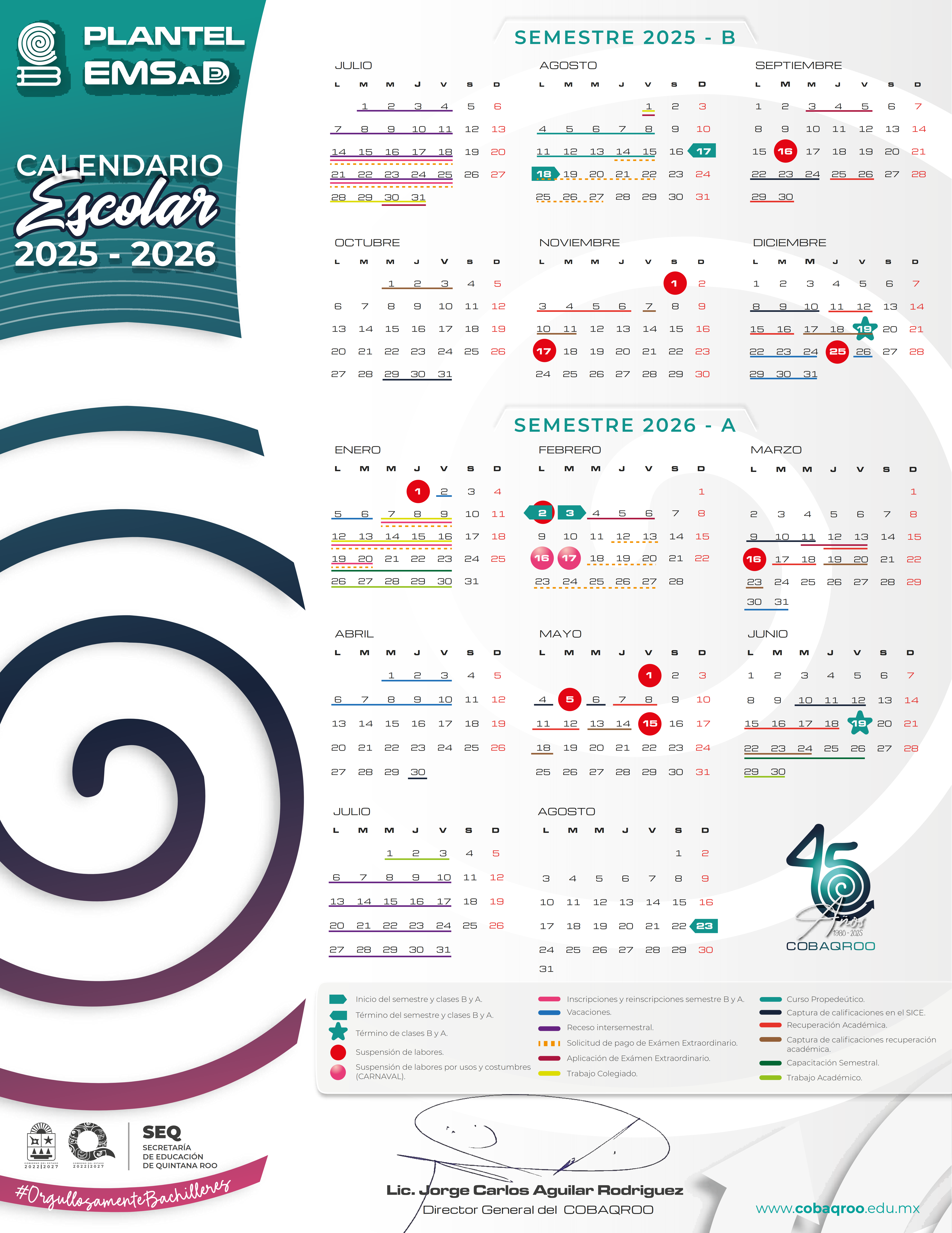 Calendario EMSaD 2025-2026